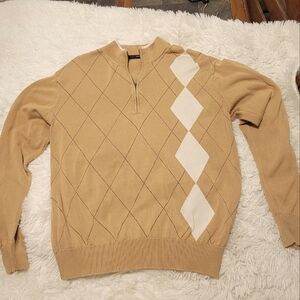 Greg Norman 1/4 Zip Golf Sweater, Argyle, Men’s Size M Electric Grandpa‎